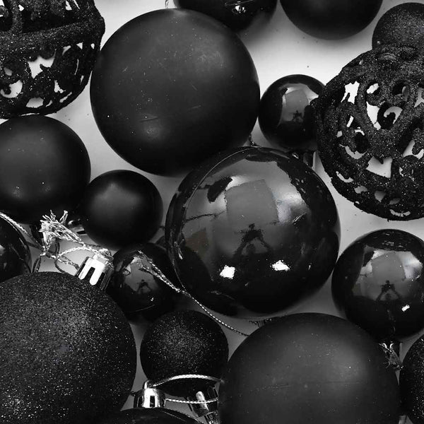 111-tlg. Weihnachtskugel-Set Schwarz