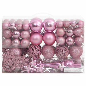vidaXL 111-piece Christmas Ball Set Pink Polystyrene