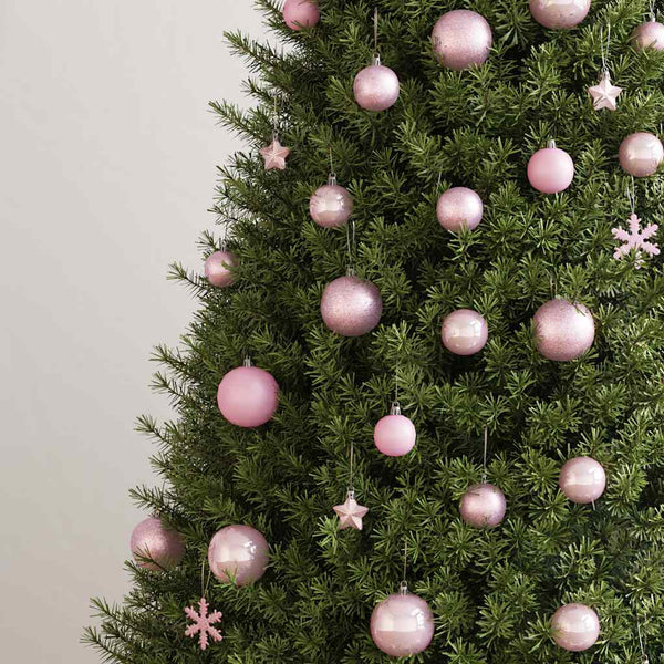 vidaXL 111-piece Christmas Ball Set Pink Polystyrene