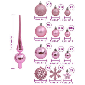 vidaXL 111-piece Christmas Ball Set Pink Polystyrene