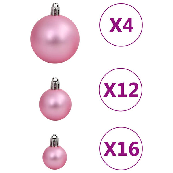 vidaXL 111-piece Christmas Ball Set Pink Polystyrene