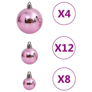 vidaXL 111-piece Christmas Ball Set Pink Polystyrene