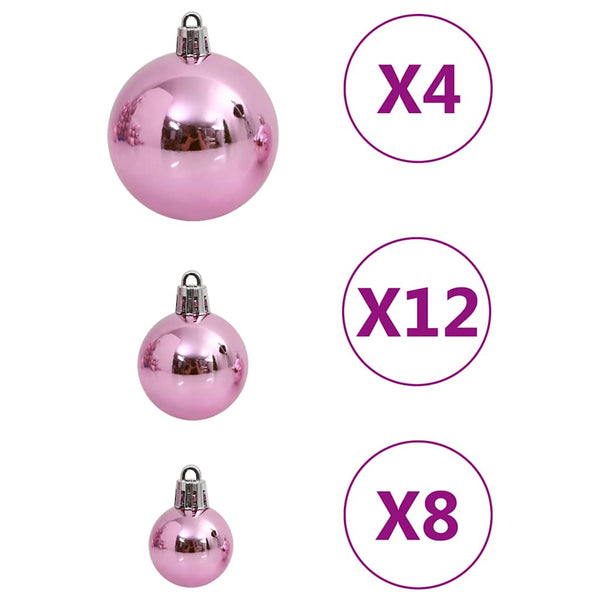 vidaXL 111-piece Christmas Ball Set Pink Polystyrene