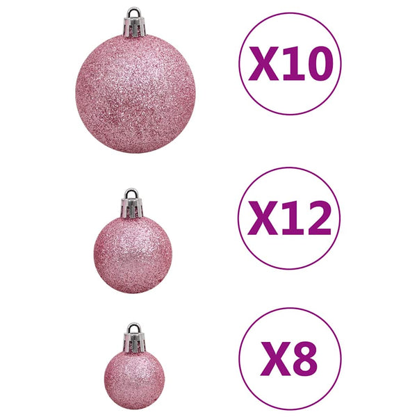 vidaXL 111-piece Christmas Ball Set Pink Polystyrene