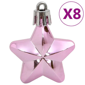 vidaXL 111-piece Christmas Ball Set Pink Polystyrene