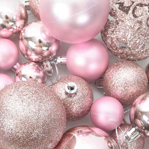 vidaXL 111-piece Christmas Ball Set Pink Polystyrene