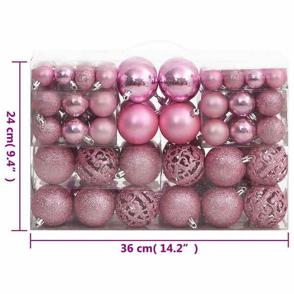 vidaXL 111-piece Christmas Ball Set Pink Polystyrene
