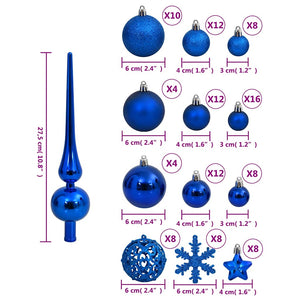 Blaues Weihnachtskugel Set, 111-teilig