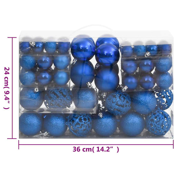 Blaues Weihnachtskugel Set, 111-teilig