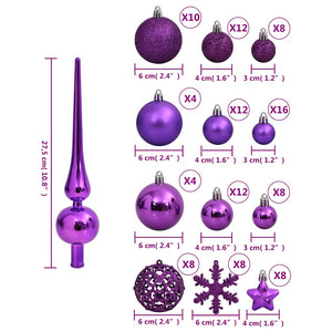 Lila Weihnachtskugeln Set, 111-teilig