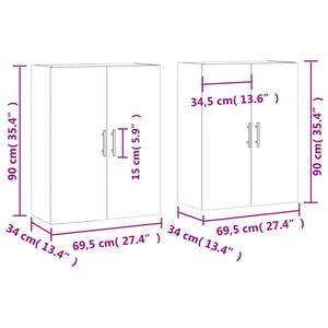 Wandschränke 2er Set Sonoma-Eiche 69,5x34x90 cm
