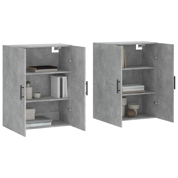 vidaXL Wall Cabinets 2 pcs. Concrete Grey 69.5x34x90 cm