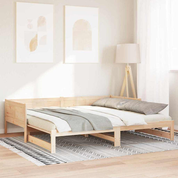 Ausziehbares Tagesbett Braun mit Zusatzbett