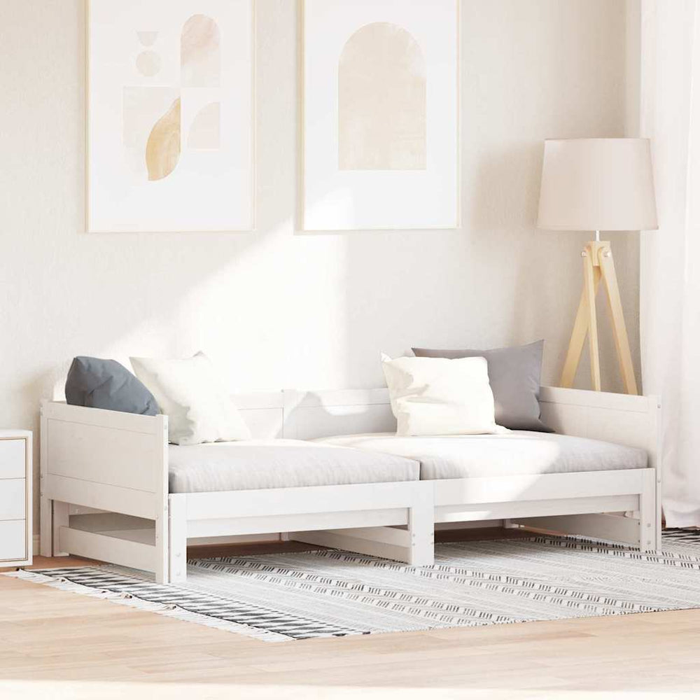 vidaXL Lit de repos gigogne blanc 203,5 x 184 x 56,5 cm