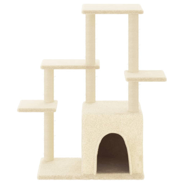 Kratzbaum mit Sisal-Kratzsäulen Creme 97,5 cm