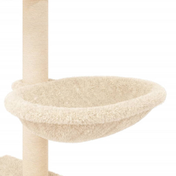 Kratzbaum mit Sisal-Kratzsäulen Creme 117 cm