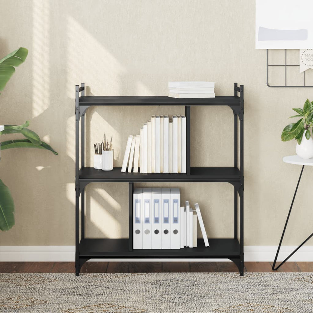 vidaXL Étagère à Livres 3 Niveaux Noir 76x32x88 cm Bois d'ingénierie