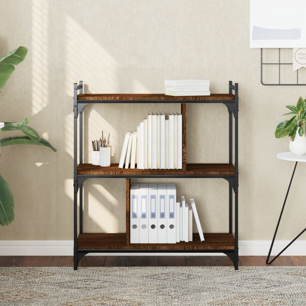 vidaXL Bibliothèque 3 étagères marron aspect chêne 76x32x88 cm en bois d'ingénierie