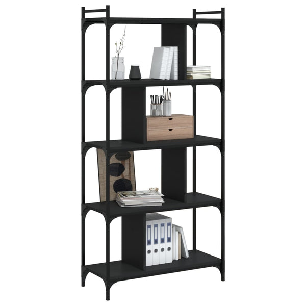 Schwarzes Bücherregal mit 5 Böden