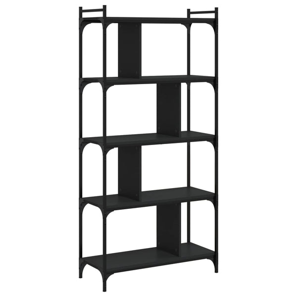 Schwarzes Bücherregal mit 5 Böden