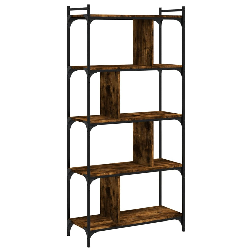 vidaXL Bibliothèque à 5 étagères en chêne fumé 76x32x158 cm Bois d'ingénierie