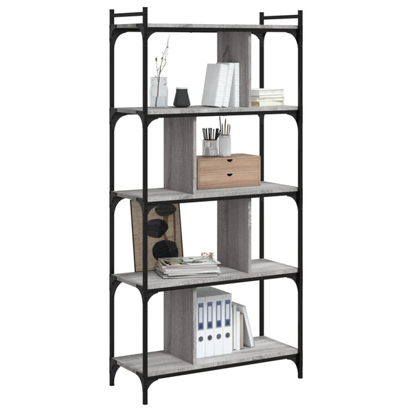 Bücherregal Grau Sonoma 5 Böden 76x32x158 cm