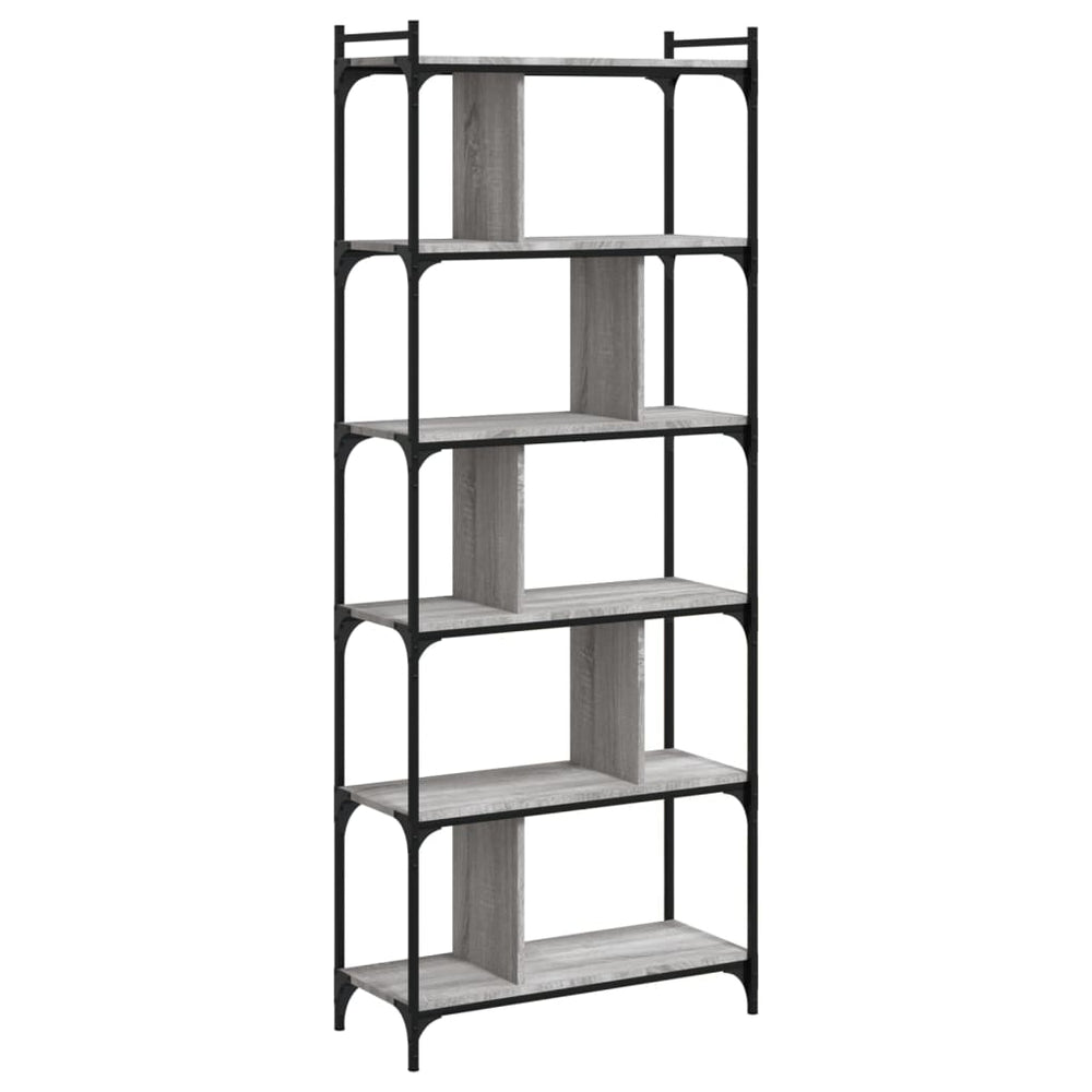 vidaXL Bibliothèque 6 étagères gris Sonoma 76x32x192 cm bois d'ingénierie