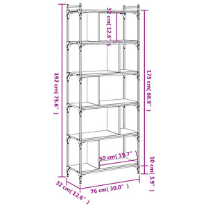 Bücherregal Grau Sonoma 76x32x192 cm