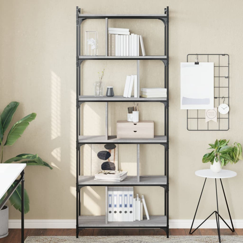 vidaXL Bibliothèque 6 étagères gris Sonoma 76x32x192 cm bois d'ingénierie