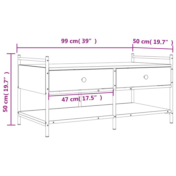 Couchtisch Braun Eichenoptik 99x50 cm