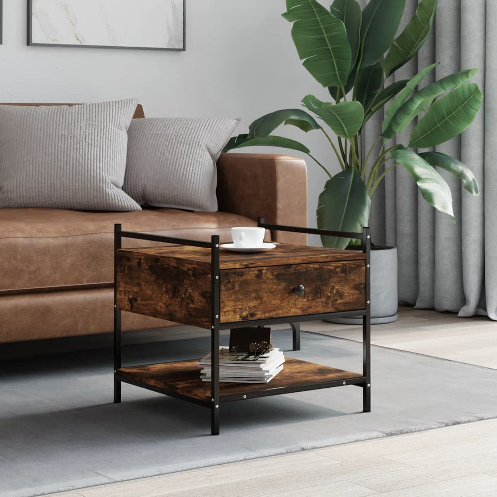 vidaXL Table basse chêne fumé 50x50x50 cm bois d'ingénierie