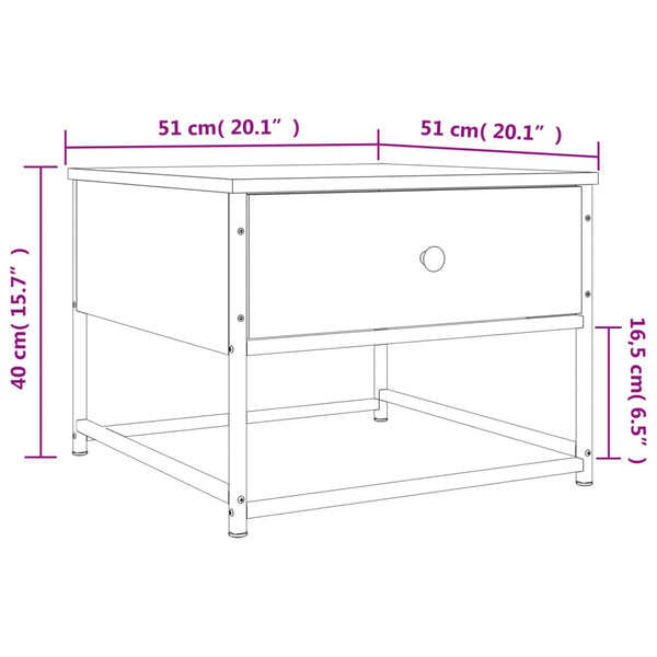 Couchtisch Braun Eichen-Optik 51x51 cm