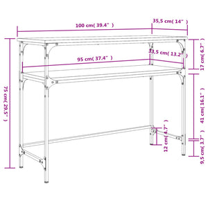 Grauer Konsolentisch Sonoma, 100 cm