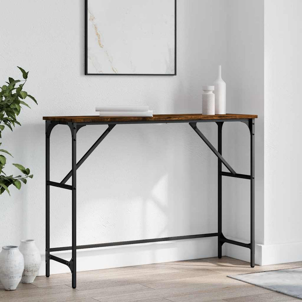 vidaXL Table console chêne fumé 100x32x75 cm en bois d'ingénierie
