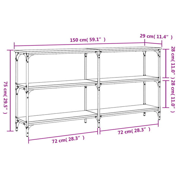 Konsolentisch Braun Eiche Optik 150 cm
