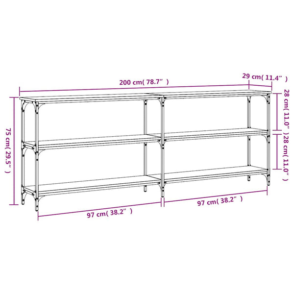 Schwarzer Konsolentisch 200 cm