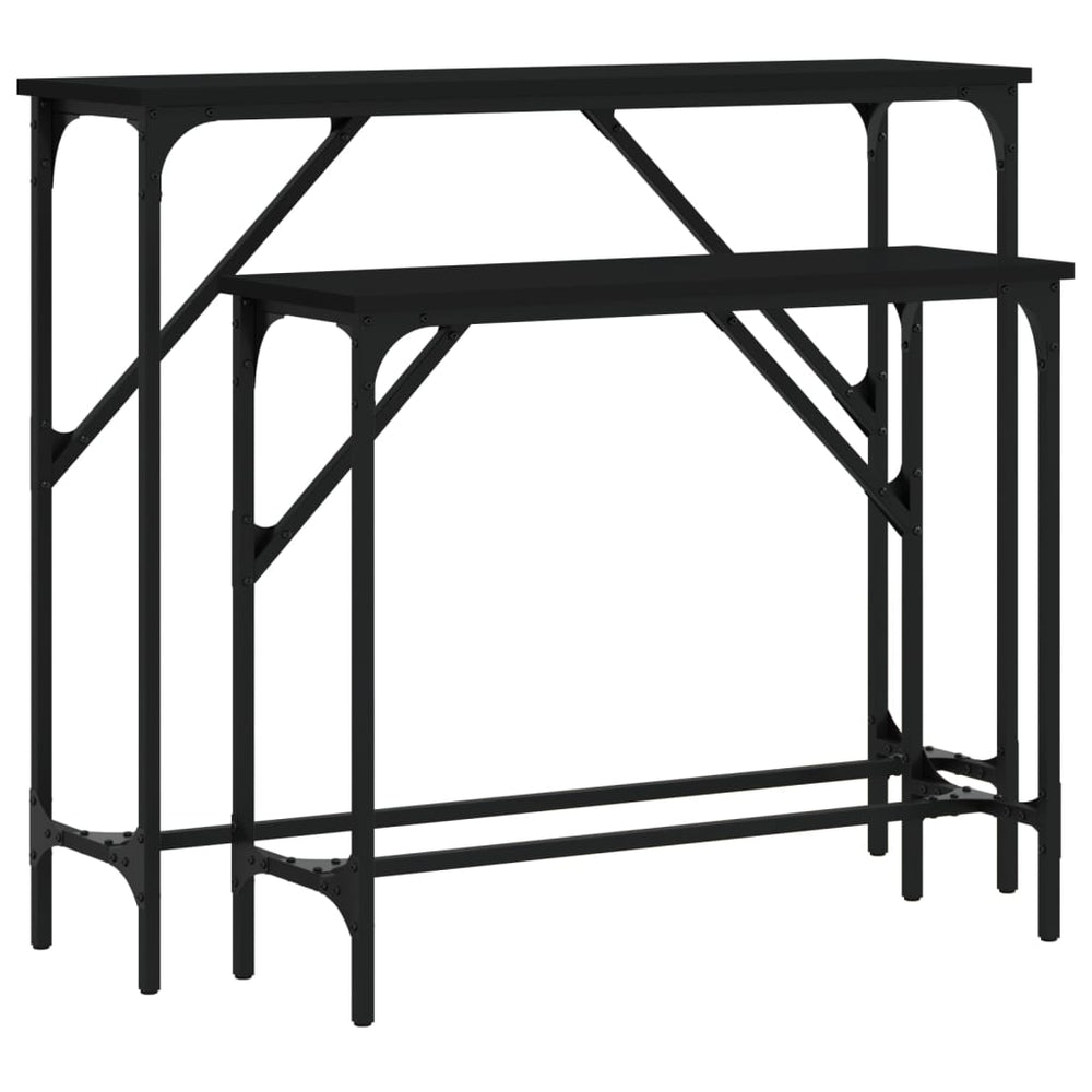 vidaXL Console Tables 2 pcs Black Engineered Wood