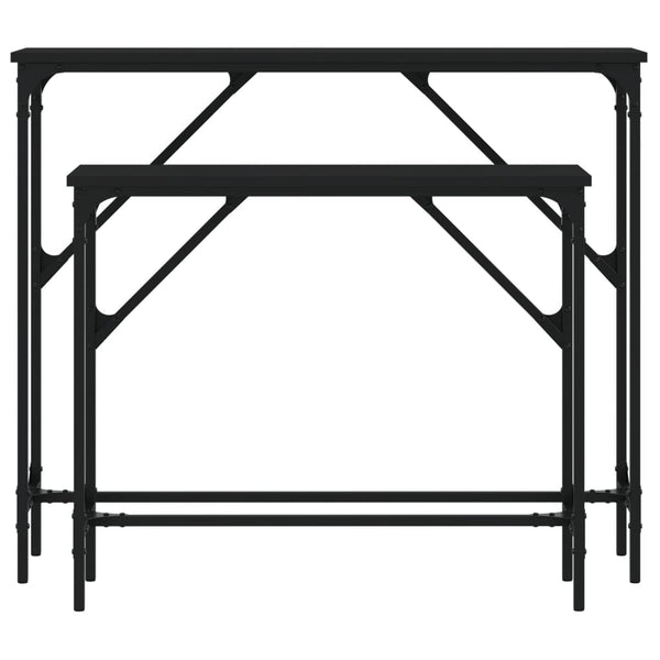 Schwarze Konsolentische, 2er-Set
