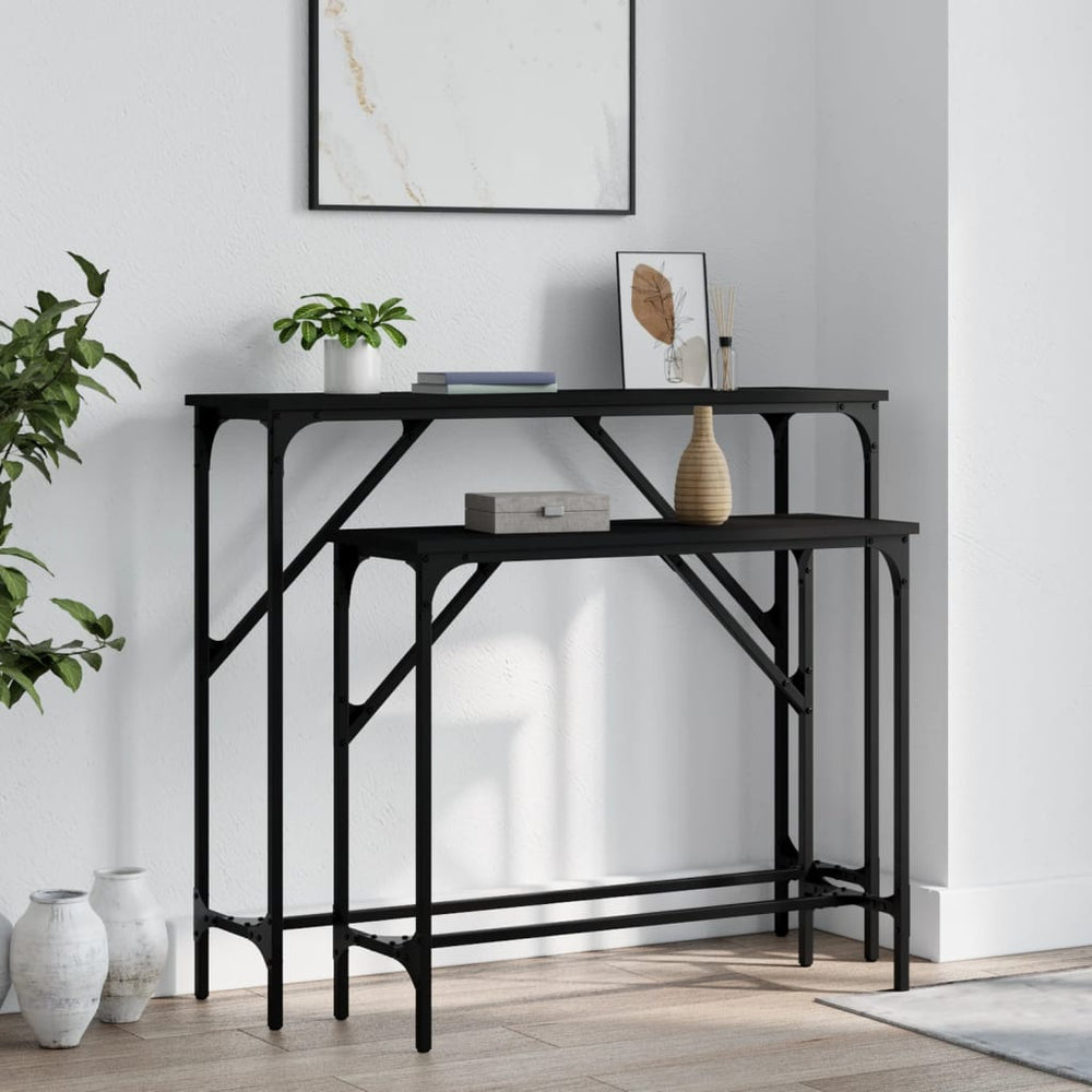 vidaXL Console Tables 2 pcs Black Engineered Wood