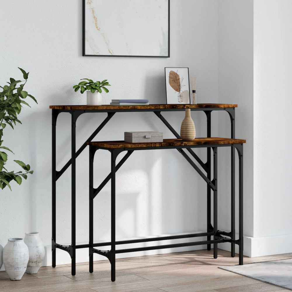 vidaXL Tables console 2 pcs Chêne fumé Bois d'ingénierie