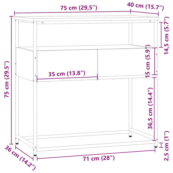 Konsolentisch Grau Sonoma 75 cm