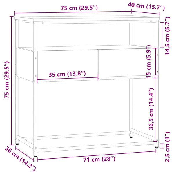 Konsolentisch Braun Eichen-Optik 75 cm