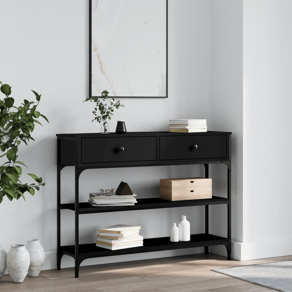 vidaXL Console de table noir 100x25x75 cm Bois d'ingénierie