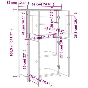 Highboard Räuchereiche 62x32x106,5 cm