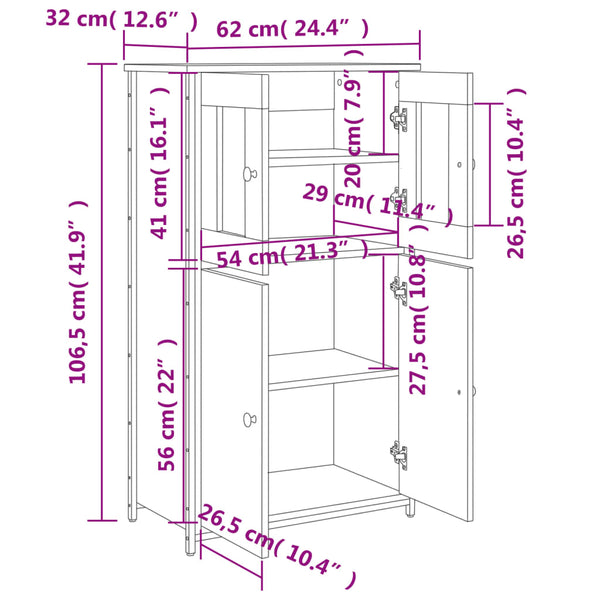Highboard Räuchereiche 62x32x106,5 cm