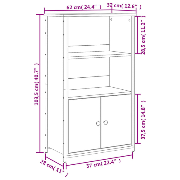 Highboard Grau Sonoma 62x32x103,5 cm