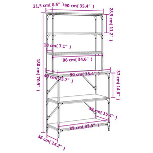 Bäckerregal Grau Sonoma 90x40x180 cm