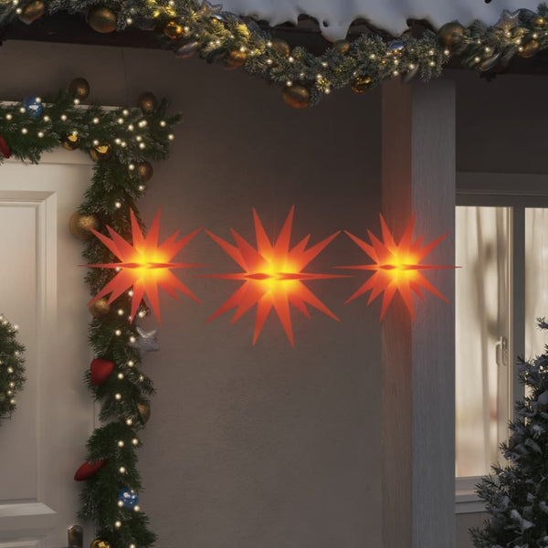 LED Weihnachtsstern Rot, 3er-Set