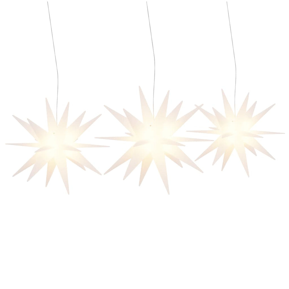 LED-Weihnachtssterne, 3er-Set, faltbar, weiß