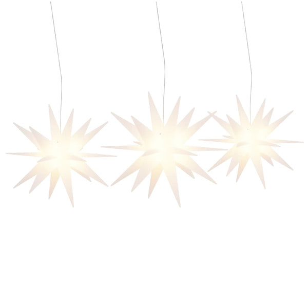 LED-Weihnachtssterne, 3er-Set, faltbar, weiß